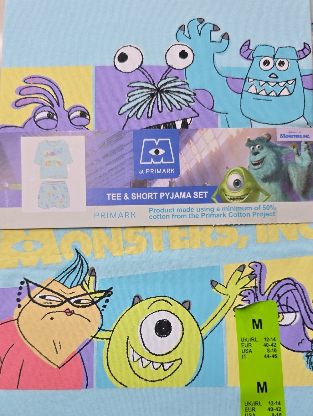 NWT Primark X Disney Monsters Inc. Pajama Set MED Blue - Picture 6 of 9